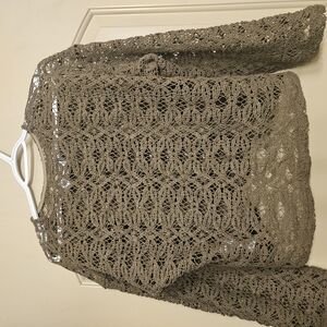 Brown Crochet Knit Sweater